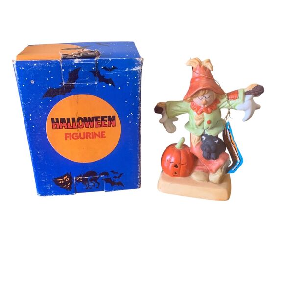 Vintage Ceramic Scarecrow Figurine Halloween Fall Giftware with Box UCGC - Picture 1 of 8